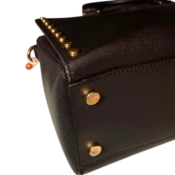 Michael Kors Gold Studded Saffiano Leather Kellen Satchel Bag. Black. Pristine - Picture 10 of 16